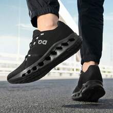 1 Pair Men's Sports Shoes, Casual Running Shoes With Air Cushion, Comfortable Outdoor Shoes, 2026 Summer New Fashion Versatile For Spring, Summer, Autumn, Winter, Suitable For Walking, Travel, Shopping, Men's Shoes, Gift For Boyfriend, Father's Day, Easter, Sizes 39-45 - Black - View 2