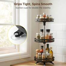 Senmeo 1Pc 3-Tier 360° Rotatable Metal Spice Rack, Adjustable Lazy Susan Turntable, Seasoning Storage Organizer, Holder For Spice Jars/Condiments, Kitchen Accessory - 3-tier--bLACK - View 11