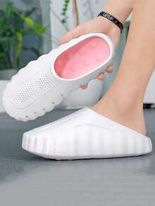 Women's EVA Slippers, Summer Sandals, Massage Shoes, Thick Sole Shoes, Height-Increasing Shoes, Breathable Shoes, Couple Shoes, Home Shoes, Bathroom Shoes, Beach Shoes, Water Shoes, Student Shoes, Work Shoes, Outdoor Shoes, Casual Shoes, Men's Slippers, White Shoes - White - View 2