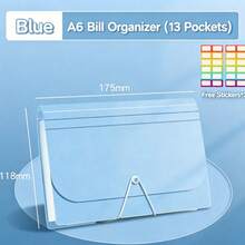 A6 13-Compartment Multi-Layer Document Bag For Organizing Exam Papers, Accordion-Style Mini Folder, Large Capacity, Includes Stickers, Multi-Layer Folder With Categorized Extension Pockets, Paper Organizer, Back-To-School - Multicolor - View 14