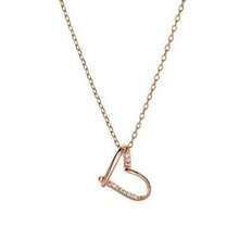Collar en forma de corazón con cadena para clavícula - Dorado - Ver 8