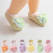 6 Pairs 0-1 Year Old Newborn Baby Socks, Summer Breathable Thin High Elastic Non-Binding Girls Home Pre-Walking Socks - Multicolor - View 2