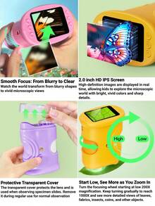 Upgraded Handheld High-Definition Electronic Microscope, Mini Pocket Microscope For Outdoor Exploration, Parent-Child Interactive Science Toy, Portable Handheld Observation Microscope, Pocket Digital Microscope Designed For Children, Compact And Easy To Carry, Suitable For Travel, Outings, And Outdoor Learning - Multicolor - View 9