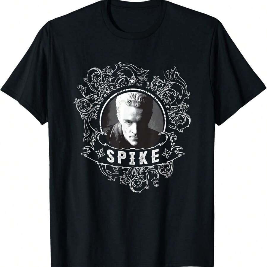 Buffy The Vampire Slayer Spike Faded Face Vintage Portrait T-Shirt - Black - View 1