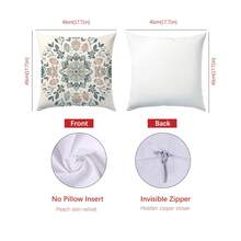 4pcs Morandi Color Symmetrical Floral Pattern Throw Pillow Covers, Single-Sided Print, Plaid And Striped Background Strawberry Pattern, 45*45cm Peach Skin Velvet Throw Pillow Covers, Suitable For Living Room, Home Decor, Living Room Sofa Decorative Throw Pillow Covers, Pillow Insert Not Included - Multicolor - View 4