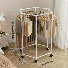 Portable Rolling Clothes Rack With Wheels, Freestanding Metal Garment Rack With Top Hanging Bar And Open Storage Space, Heavy Duty Wardrobe Organizer For Bedroom, Dorm And Small Apartment - View 12