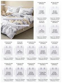 3pcs Rock/Marble Pattern Duvet Cover Set, Purple/Grey Optional, Set Includes: 1 Duvet Cover With 4 Corner Ties And Zipper + 2 Pairs Of Pillowcases Without Pillow Inserts, Suitable For Travel And Home Use, Full Size Set - Light Grey - View 4