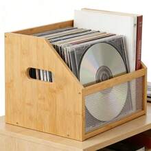 Vinyl Record Storage Crate Bamboo Record Holder CD Albums Magazine Storage Box - View 6