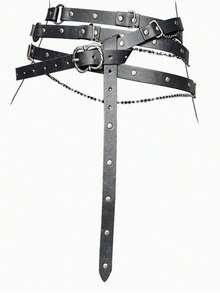 1PC Medieval Faux Leather Chain Belt Vintage Adjustable Thin Belt For Women Retro Skinny Belt For Dresses Halloween Props(Not Include The Sword) - Multicolor - View 7