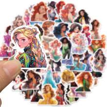 50pcs Fantasy Princess Girl Sticker Decals, Fairytale Royal Character Fashion Dress Mermaid Snow Queen Graphic Stickers For Laptop Phone Case Scrapbook Journal DIY Decor - Multicolor - View 5