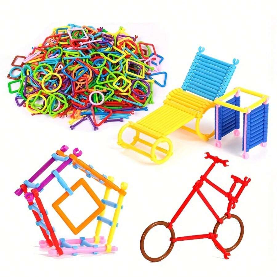 Building Block Set, Colorful Interlocking Toys - Plastic Geometric Shape Construction Set, Random Colors And Random Shapes, Perfect As Birthday Gift, Holiday Gift, Early Education Toy Set, Stacking Block Toy Set - Multicolor - View 1