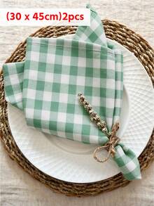 2/6/12pcs Fresh Plaid Napkins, Multi-Color Baking Photography Cloth, Food Mat, Fruit & Western Meal Placemat, Heat-Resistant, Washable & Reusable, Suitable For Picnic, Party, Restaurant, Living Room, Home Daily Decoration - Green - View 6