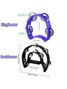 1pc Adult Plastic Tambourine, Double Row Handle Tambourine, Musical Instrument Tambourine, Rhythm Instrument, Handheld Percussion Drum, Party Use, Tambourine Tassels, Adult Musical Instrument, Percussion Instrument Tambourine - Multicolor - View 10