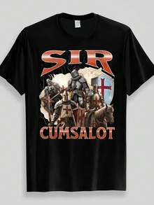 Camiseta temática de caballeros templarios cruzados medievales - Negro - Ver 1
