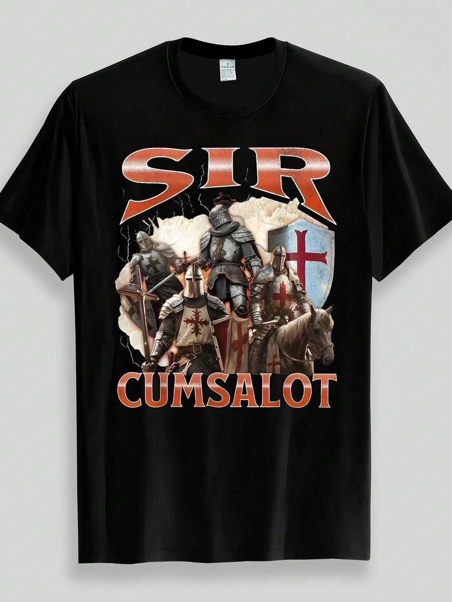 Camiseta temática de caballeros templarios cruzados medievales - Negro - Ver 1