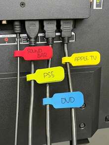50pcs Colorful Reusable Cable Ties With Self-Adhesive Labels, For Electronics And Computer Cable Management And Identification, Battery-Free, Durable And Adjustable, Home And Office Organization Essential - Multicolor - View 4