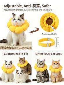 Cone de Pet Elizabetano em Formato de Girassol Macio Lpc - Anti-Lamber, Anti-Arranhar, Adequado para Gatos & Cães, Uso Confortável na Cabeça - Ajustável, Fácil de Usar, Previne Lesões por Lamber e Arranhar, Suprimentos para Animais de Estimação, Acessórios para Gatos. Cuidados Dentais para Animais de Estimação - Visão 2