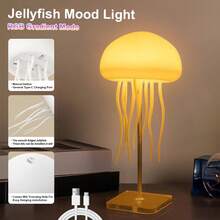 Jellyfish Night Light RGB Ambient Light, USB Rechargeable Bedside Lamp, Gradient Color Changing, Dynamic Tentacle Jellyfish Aquarium Atmosphere Light, LED Room Decor Light, Christmas Birthday Gift, Suitable For Girls And Boys - 1PC - View 6