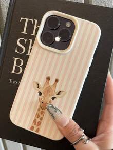 1pc TPU Giraffe Striped Pattern Phone Case, Compatible With Apple 17 Pro Max/17/16 Pro Max/16/15Pro Max/15/13Pro Max/13/12Pro/12/11, Full Coverage Anti-Drop Soft Shell Phone Protective Cover - Beige - View 4