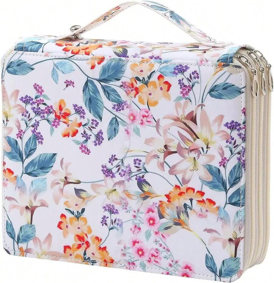 Pencil Cases Designed With A Variety Of Fun Patterns (Bees, Jungle Animals, Flowers, Etc.) - 120/200/252/300/480 Compartments, With Multiple Zippered Compartments, Can Organize Various Pens And Stationery Accessories, Portable And Lightweight Design. - 莉莉 120 老虎機 - 查看 1