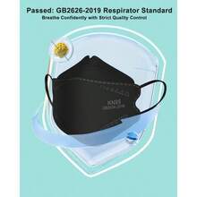 KN95 Face Masks Black Adults, Individually Wrapped, Breathable Disposable KN95 With Elastic Ear Loop - B - View 7