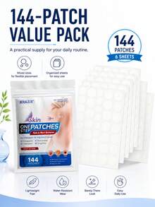 144 PIEZAS Parches de Acné de Hidrocoloide, Impermeables y a Prueba de Sudor, Uso de Día y Noche, Invisibles y Sin Acumulación, Suaves y No Irritantes, Refrescantes y Amigables con la Piel - Ver 4