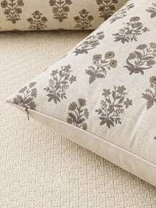 1pc Vintage Floral Cushion Covers, Modern Country-Style Printed Decorative Cushion Covers, Suitable For Sofas, Beds, And Living Rooms - Light Brown - View 2