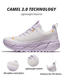 CAMEL CROWN Women's Cushioned Running Shoes, Non-Slip Shock-Absorbing Jogging Casual Sneakers - Snowflake White/Orchid Purple - View 7