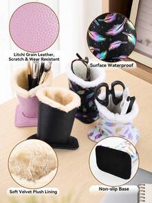 XAXRE Plush Glasses Holder/Glasses Case, Desktop Multi-Functional Glasses Storage Box/Pen Holder/Makeup Brush Organizer, Plush Lining Anti-Drop Design, Car Glasses Holder - Multicolor - View 4