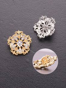 5 Stücke/Set florale Cut Out geprägte Strass 3D Vintage elegante Metallknöpfe, geeignet für Hochzeitskleid, Mantel, Pullover, Strickjacke, Jackendekoration, handgefertigte zum Annähen Knöpfe Geschenkbox, Brautjungfernschuhe, Hut DIY Zubehör - mehrfarbig - Übersicht 6