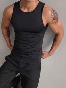 ZYNTH BALENO Camiseta de tirantes de cuello redondo cómoda para hombres, adecuada para varios deportes, esencial para hombres musculosos en verano - Negro - Ver 5