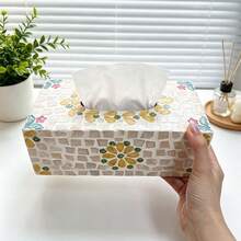 1 pieza Caja de pañuelos de concha natural - Caja de almacenamiento de pañuelos elegante, soporte de pañuelos de lujo de alta gama, adecuado para baño, sala de estar, dormitorio, se puede usar como decoración del hogar, caja de pañuelos de escritorio de la mesa de comedor de la sala de estar, regalo perfecto para Acción de Gracias, Día de San Valentín, decoración del hogar - Ver 12