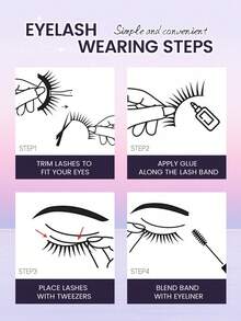 MAANGE 5 Pairs Crystal Decorated Full Strip False Eyelashes, Shiny Fairy Cosplay Eye Makeup Accessory, Sparkling Diamond False Eyelashes For Daily Cute Natural/Party Concert Cartoon Eye Makeup Sweet Girl Style, Easy To Apply, Korean & Japanese Series, Suitable For Daily Life, Party, Music Festival And Other Occasions - Black - View 11