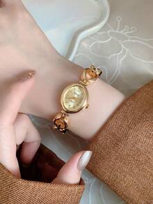 Fashionable Elegant Women's Quartz Watch, Suitable For Daily Wear, Birthday/Graduation Gift, Party Wear - Gold - View 5