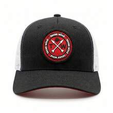 Texas Wind Country Trucker Cap With Curved Brim And Mesh Detail - 黑白紅 - 查看 1