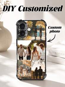 1pc Customized Photo Puzzle Phone Case, Compatible With IPhone 16 Pro Max/16 Plus/16 Pro/17 Pro Max/17 Pro/17/17 Air, Wedding Customized Image, Gift For Couples, Friends, Family, Graduation - Black - View 3