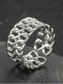 1 pieza Anillo de cara ancha simple para regalo de citas, uso diario - TJZ034 - Ver 7