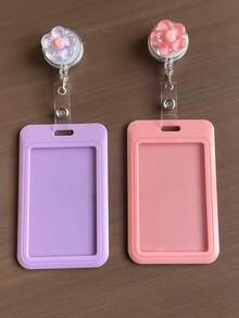 1 PC Colored Flower Card Holder For Transit Cards, Badges, Business Office Credit Cards, Bank Cards, And ID Cards. Suitable For, First Day Of School - Multicolor - View 3