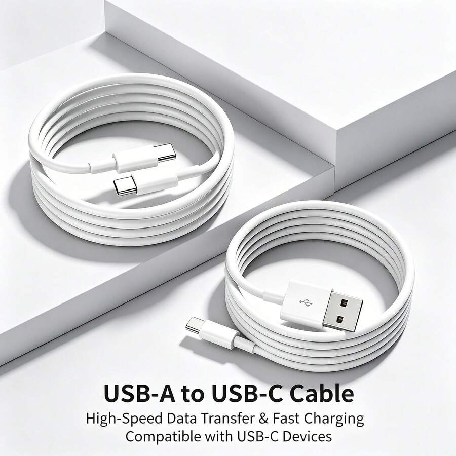 3.3ft/100cm Phone Charging Data Cable 1pc High-Efficiency Data Transfer Fast Charging Cable Compatible With IPhone 17/16 Pro Max/16 Pro/16 Plus/16/15/ Series Charging Cable White - White - View 1
