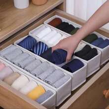 1pc White Fabric Non-Patchwork Storage Box, Linen Clip Storage, Clothes Organizer, Wardrobe Clothes Pants Layered Storage Decoration, Holiday Decoration, Room Decoration, Home Decoration, Bedroom Decoration, Organizer, Organizer, Storage Box, Clothing Storage,Bedroom Room Decor,Back To School - White - View 8