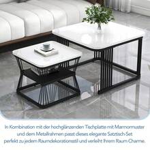 Modern Coffee Table / MDF Coffee Table With Marble Look / Extendable Coffee Table / Lightweight Luxury / Suitable For Various Occasions / Load Capacity 30 Kg / Suitable For Living Rooms And Offices - White - View 5