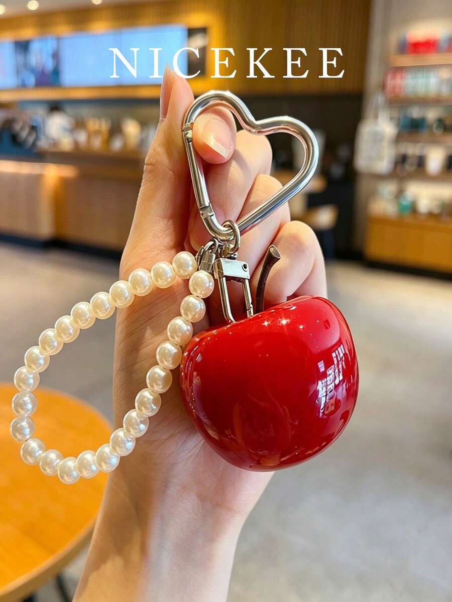 時尚百搭草莓檸檬吊飾,個性化設計,對比色包包掛飾,可愛輕巧鑰匙圈,適合購物、約會、日常出遊與工作 - 紅色 - 查看 1