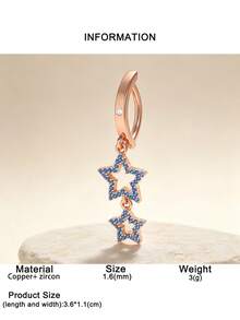 1pc Fashionable Luxury Star Cubic Zirconia Navel Ring, Body Piercing Jewelry For Women, Party Accessory - Star - View 25