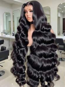 Uveous 40 Inches 250% Density Lace Front Wig Human Hair Body Wave 5x5 Closure Glueless Wigs Transparent Swiss Lace 200% Density 13x4 Lace Front Wigs Human Hair Pre Plucked With Baby Hair For Women Natural Black - SNatural - 查看 3