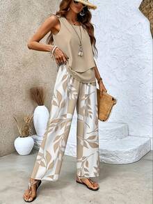 Conjunto Elegante de Cardigán y Pantalón en Color Sólido - Albaricoque - Ver 11