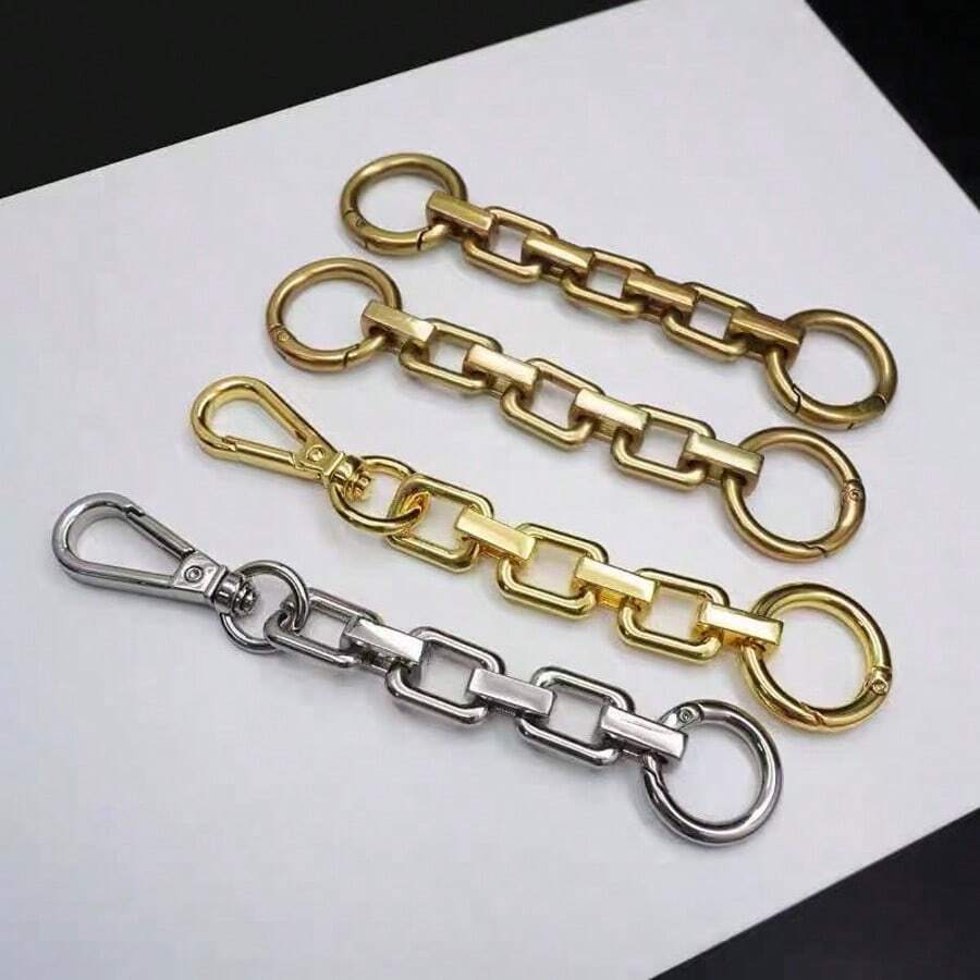 1 pieza Cadena de extensión de bolso de mano cuadrada gruesa, accesorio de reemplazo de correa de bolso estilo cadena gruesa con broche de gancho y anillo de resorte, accesorio decorativo universal de correa de bolso cruzado para bolso de hombro DIY - Multicolor - Ver 1