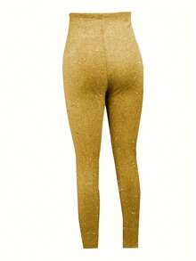 Pantalones elásticos elegantes y modernos con lentejuelas intrincadas para uso casual al aire libre - Negro - Ver 7