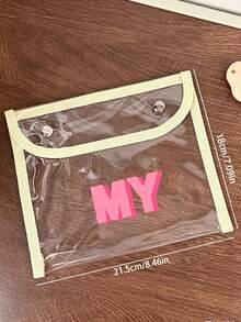 Customizable Name Transparent Storage Bag, Dual Function As Pencil Case And Makeup Bag, Clear Material For Easy Visibility And Quick Access. Minimalist And Practical Design, Suitable As Back-To-School Supplies For Students, Also Works As An Elegant Makeup Organizer To Meet Women's Daily Beauty Storage Needs. Durable Texture, Portable And Easy To Carry, Also Suitable For Couples' Travel And Holiday Getaways To Store Personal Items. Supports Personalized Name Customization With A Unique And Stylish Design. - Multicolor - View 10