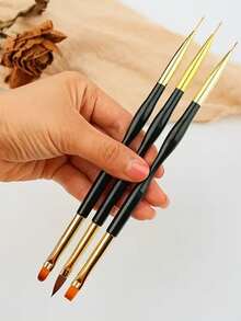3 Peças Conjunto de Pintura de Arte de Unhas, Pincel de Pintura de Design de Precisão de Duas Pontas, Conjunto de Ferramentas de Caneta Delineadora de Decoração de Arte de Unhas de Metil Acrílico Inodoro - Multicolorido - Visão 6