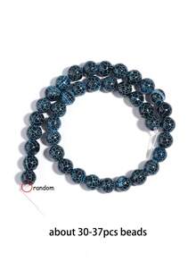 1 String Blue Tortoise Pattern Agate Beads 6/8/10mm Diy Jewelry Making Clavicle Chains Bracelets Peace Blessings Diy Beads Accessories - Blue and Black - View 9